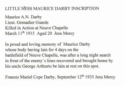 Maurice darby inscription